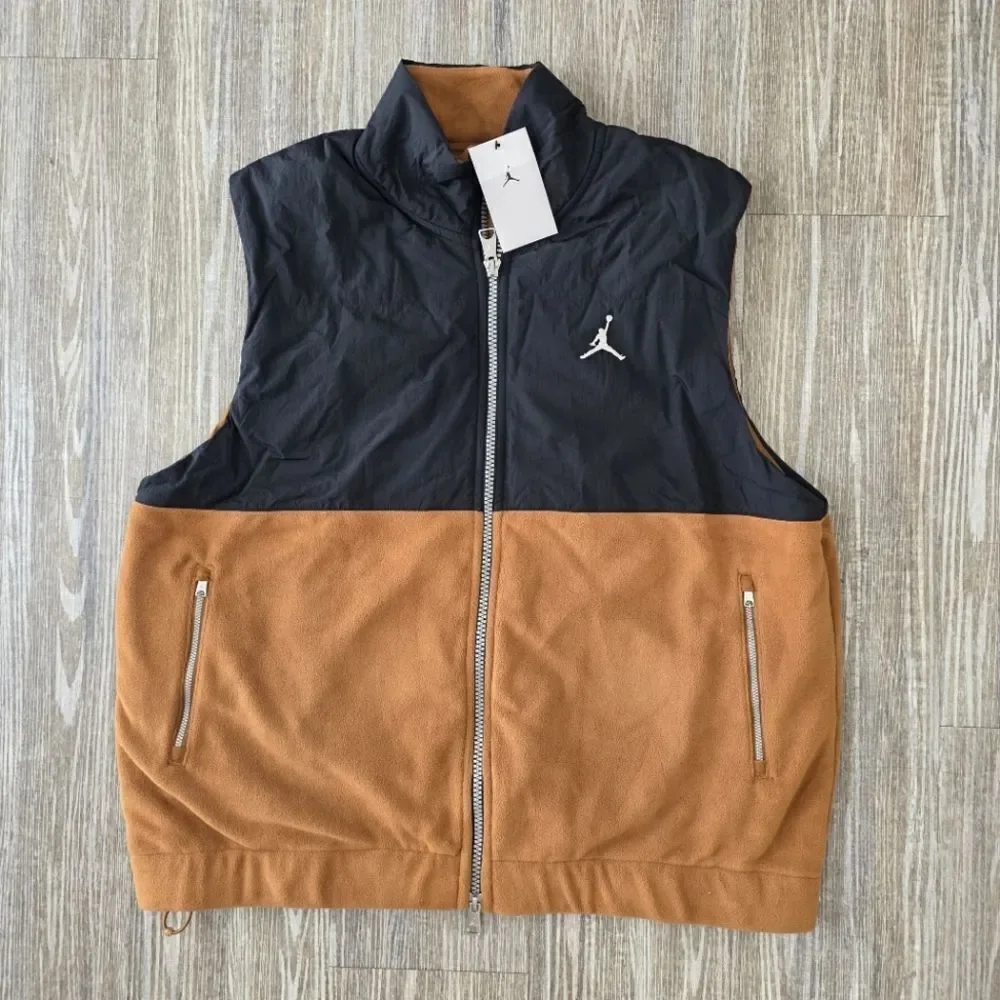 Nike Air Jordan Essentials Fleece Vest Black Brown FD8628-281 Men’s Size Large L